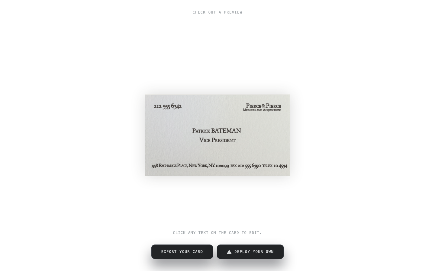 Bateman Card screenshot